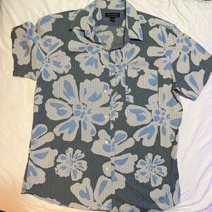 BANANA REPUBLIC LARGE - Blue and Gray button up Men's Shirt